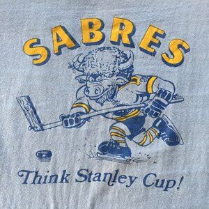 Vintage Buffalo Sabres Think Stanley Cup nhl hockey T-Shirt grey